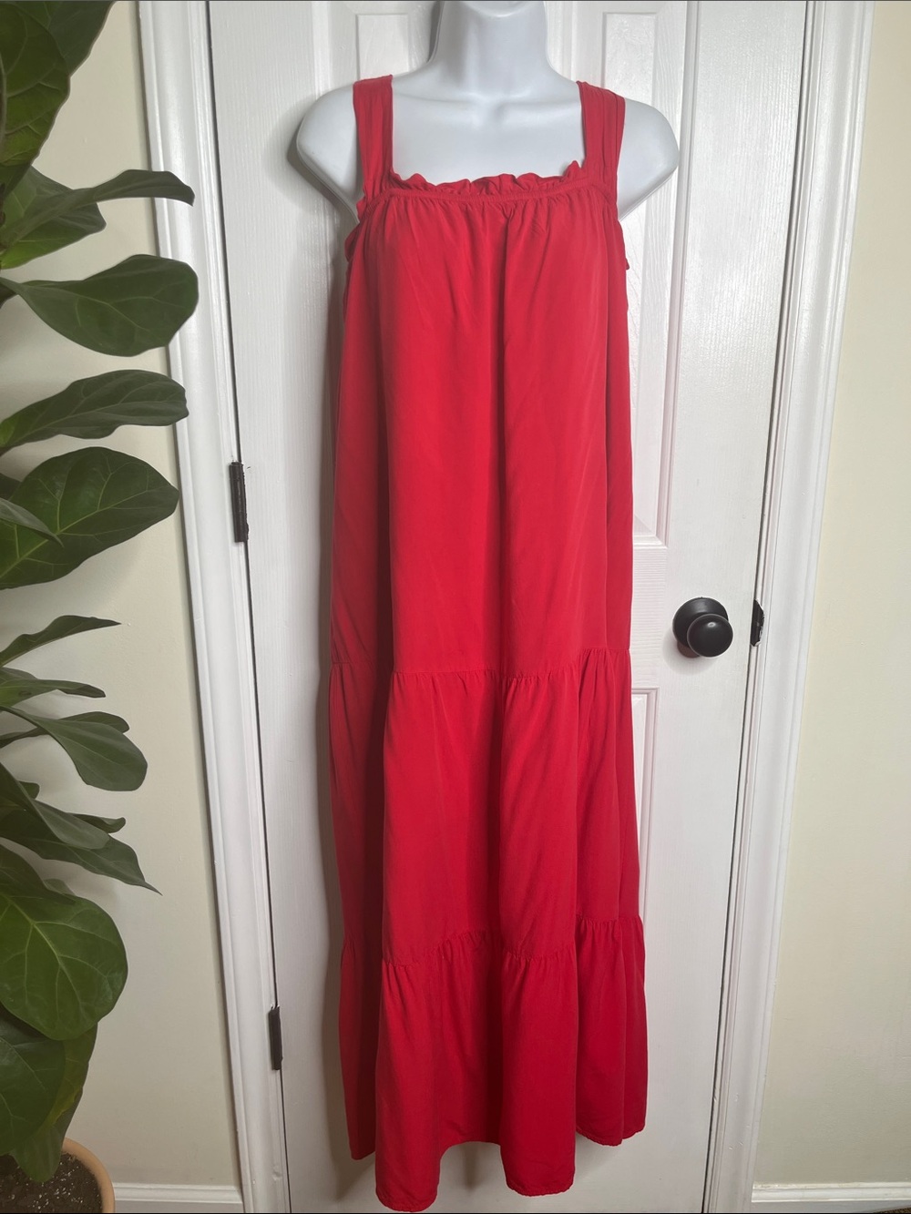Red Tiered Maxi Dress Andree by Unit Venetian Size Medium
